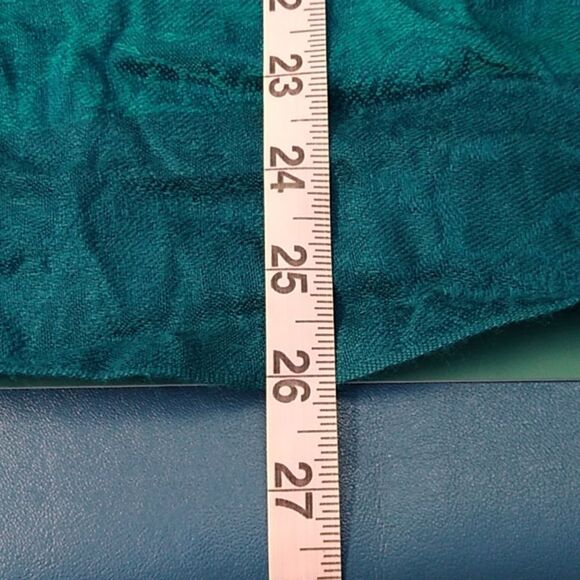 Teal Patchwork Women's Scarf with Fringe - Picture 4 of 6